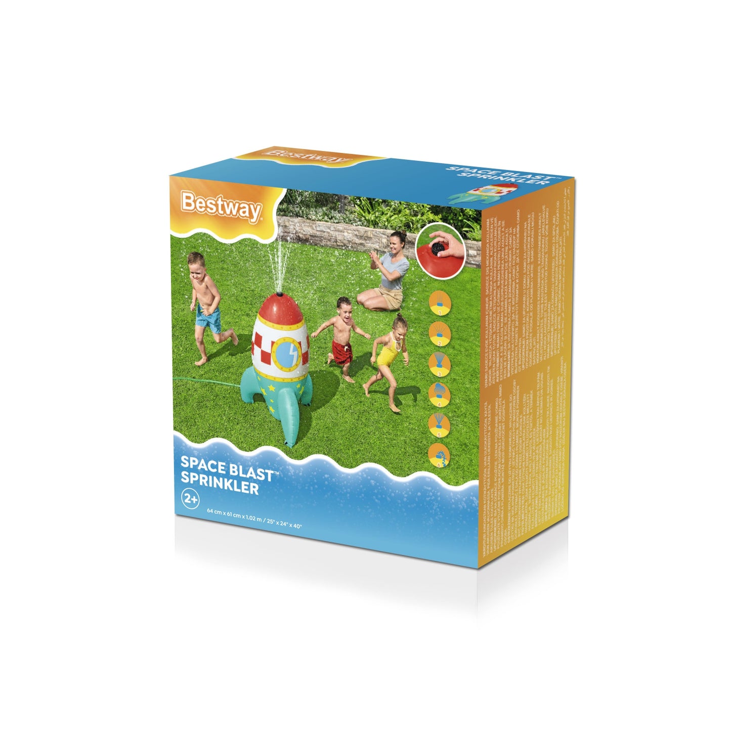 Cohete rociador BESTWAY empaque, colores brillante, ideal para juegos de jardín