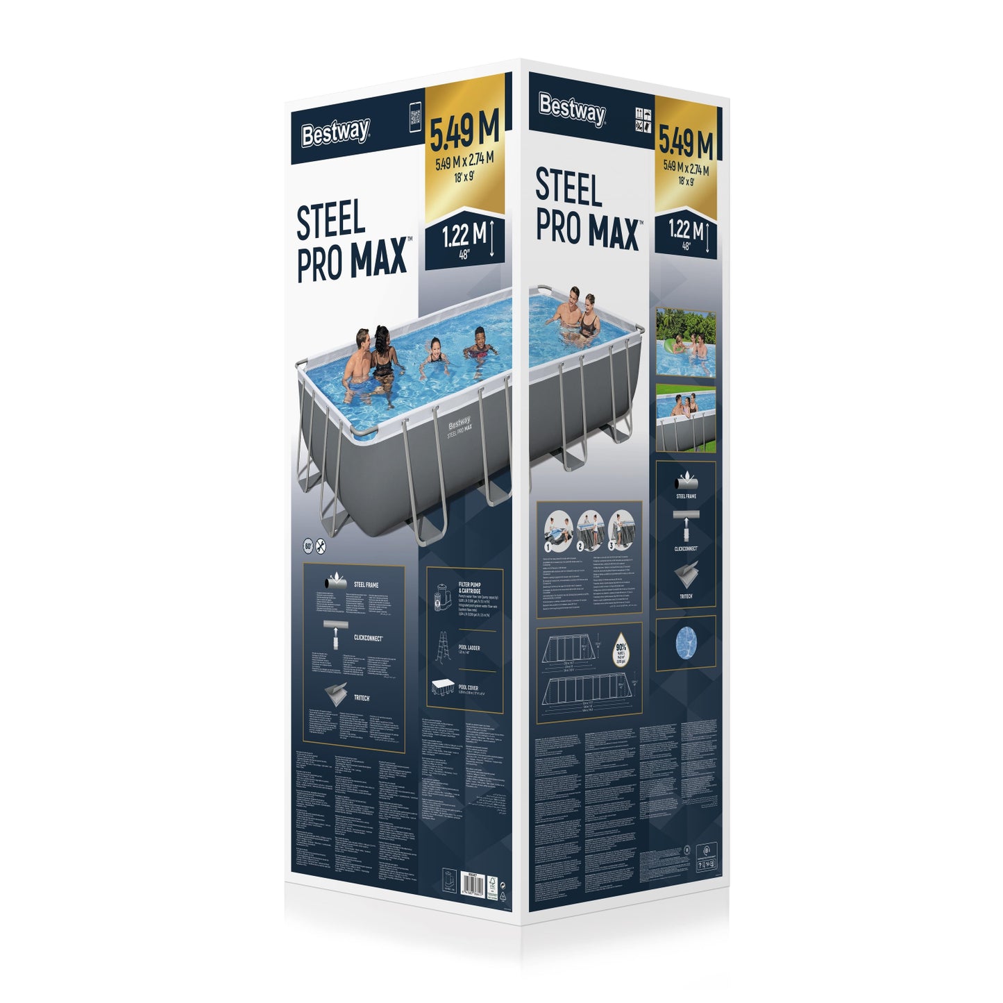 Caja de piscina armable Bestway Steel Pro Max, ideal para comprar piscina armable para exterior