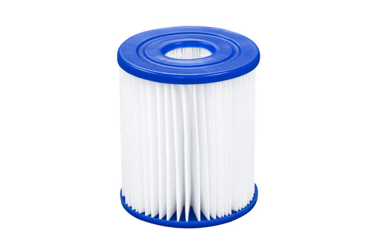 Filtro de piscina desmontable redonda 3.66x0.76 metros, color blanco con azul, vista lateral
