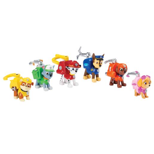 Figuras de la Patrulla Canina, seis personajes coloridos en grupo