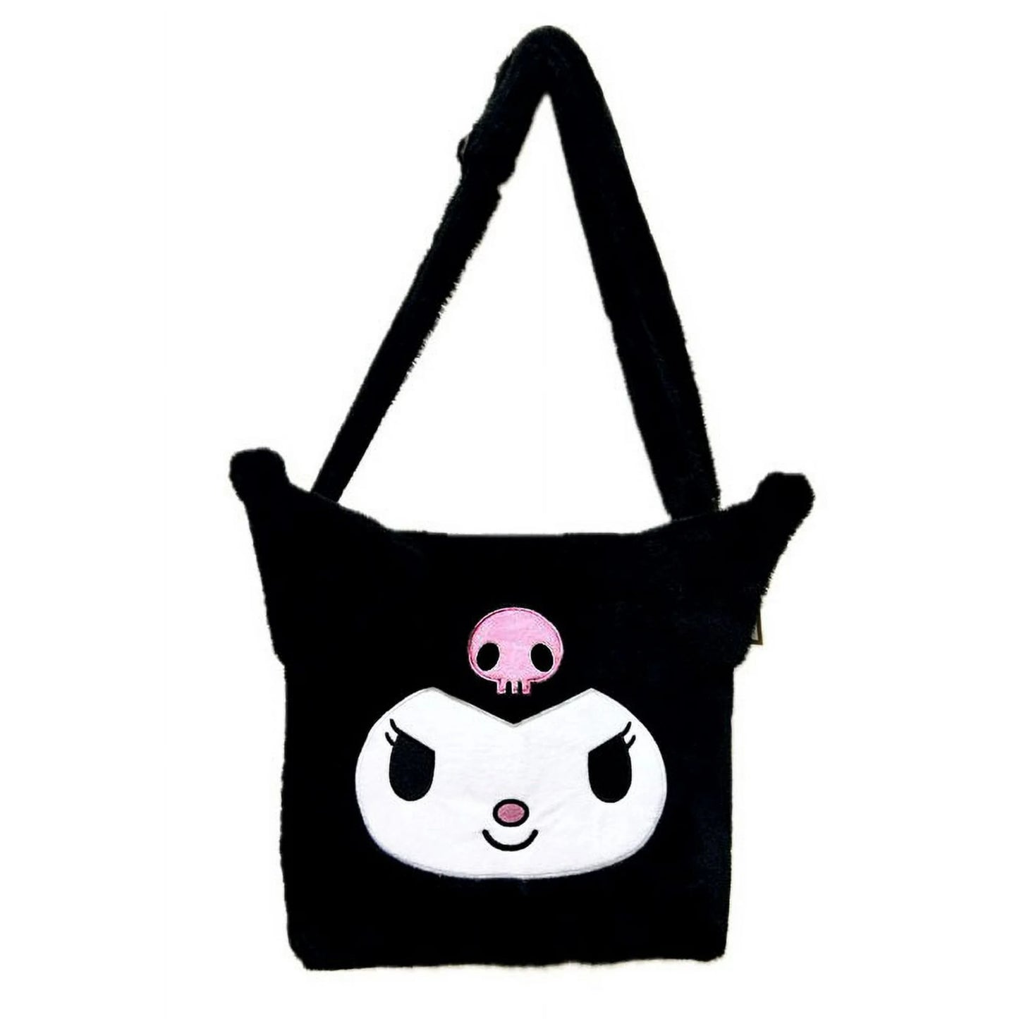 Cartera negra Sanrio con diseño de personaje y strap