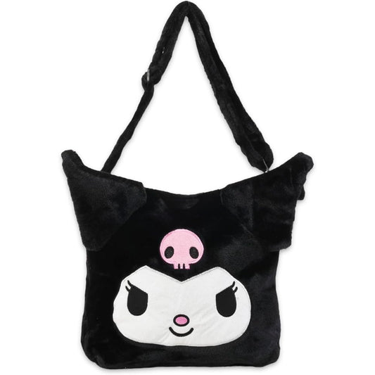 Cartera negra de Sanrio con diseño de personaje y asa larga