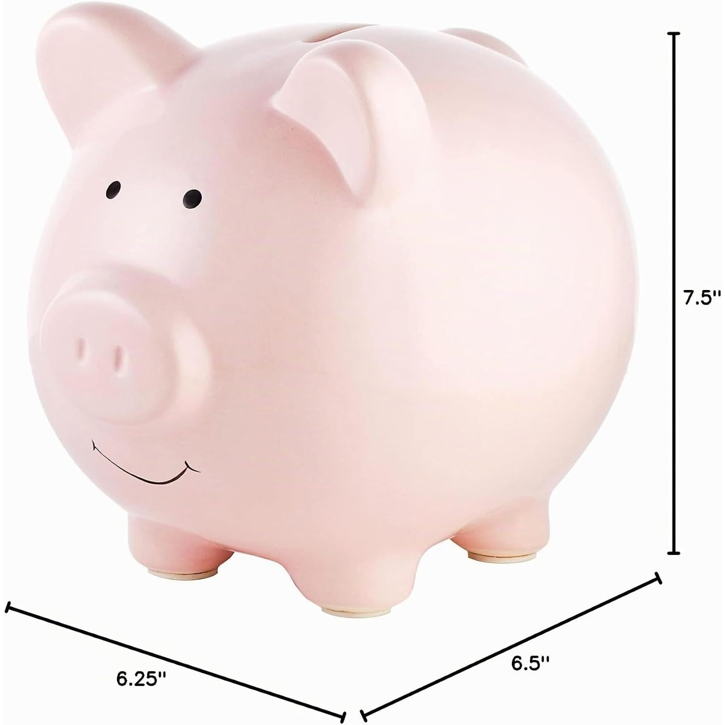 hucha rosa, vista frontal, cerdo sonriente, decoración infantil