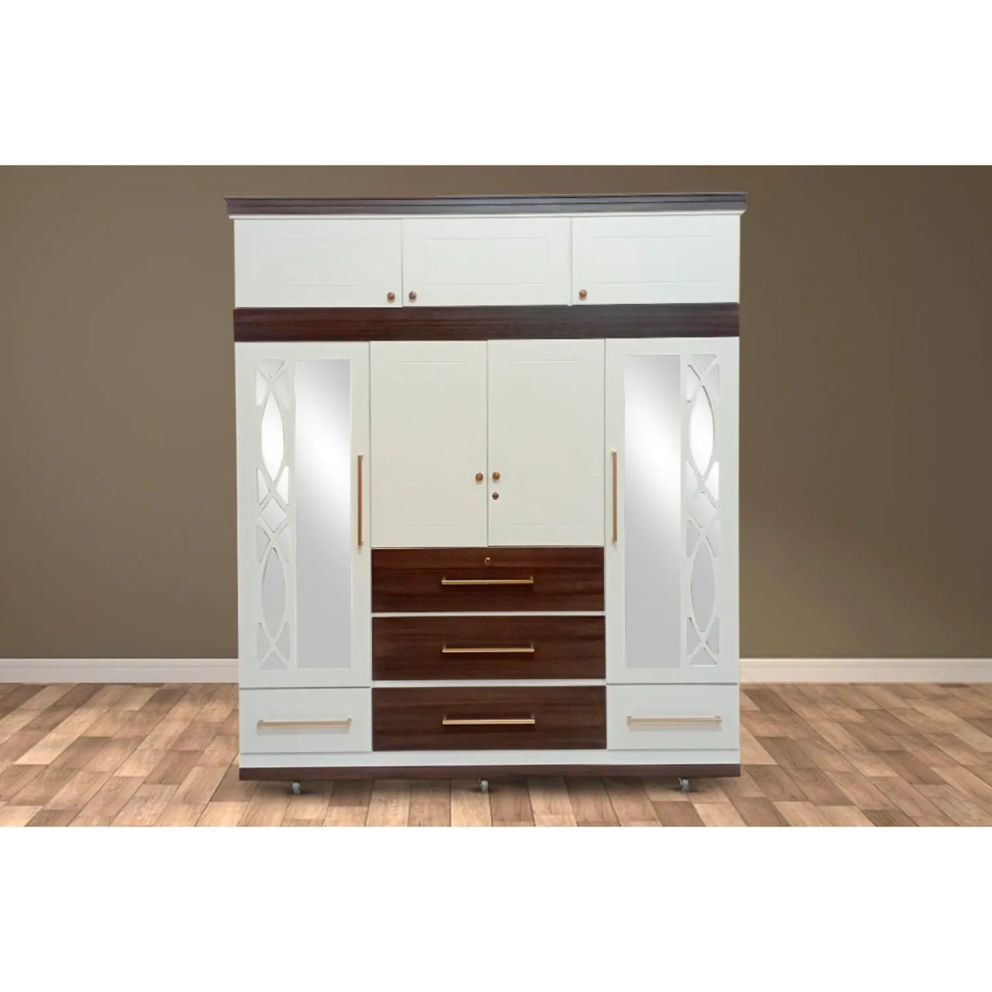 Closet con valijero blanco nogal de MUEBLES DIDA con puertas, espejos y cajones amplios