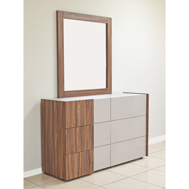 Cómoda con espejo moderna de MUEBLES SINAI con diseño en madera y cajones gris claro