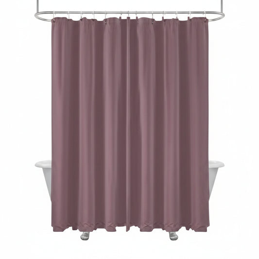 Cortina de ba color rosa, vista frontal, baño elegante