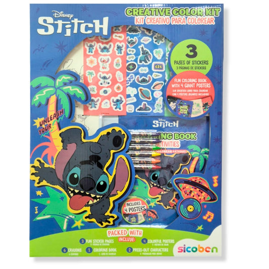 Kit de color creativo de Stitch con pegatinas y libro para colorear, vista frontal