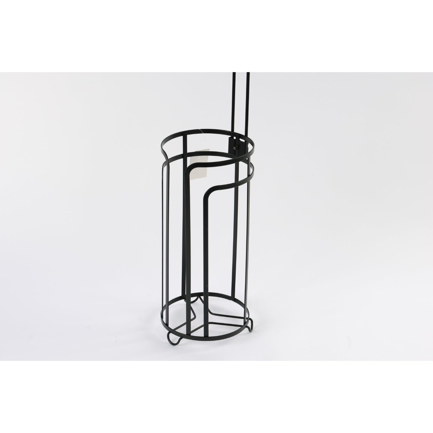 dispensador negro de metal, vista lateral, organizador moderno