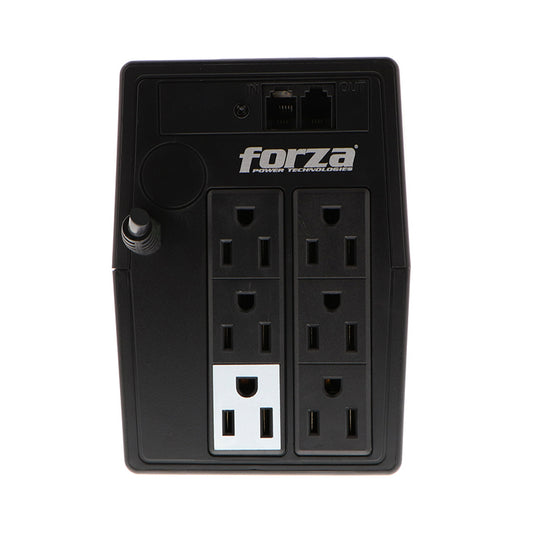 Batería UPS Forza 1000VA con múltiples tomacorrientes y conectividad para dispositivos electrónicos