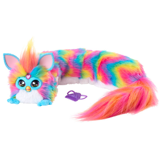 Juego FurReal rainbow, mascota colorida en vista lateral, juguete interactivo para niños
