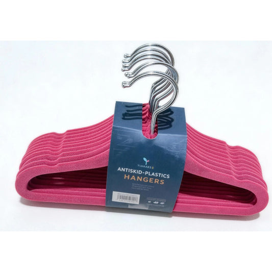Ganchos rosa antideslizantes con ganchos metálicos, ideales para organizar ropa