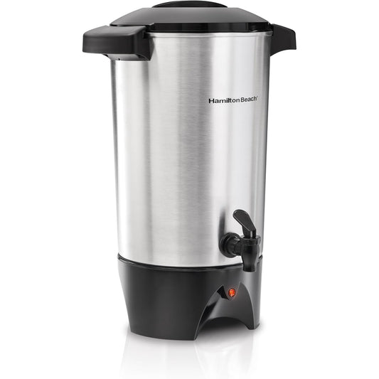 Percoladora 45 tazas Hamilton Beach de acero inoxidable con grifo para servir fácilmente café