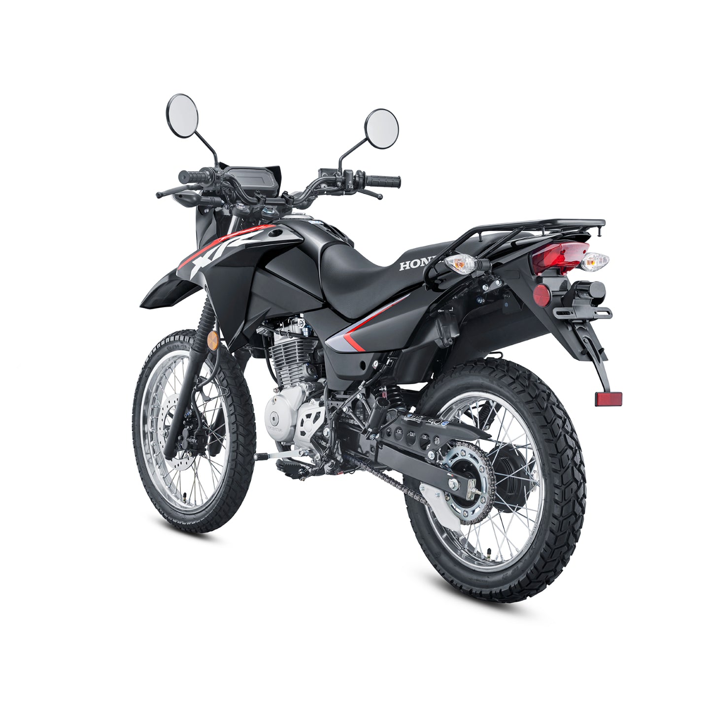 Moto Honda XR150L en color negro, ideal para comprar moto Honda XR150L Honduras con diseño robusto