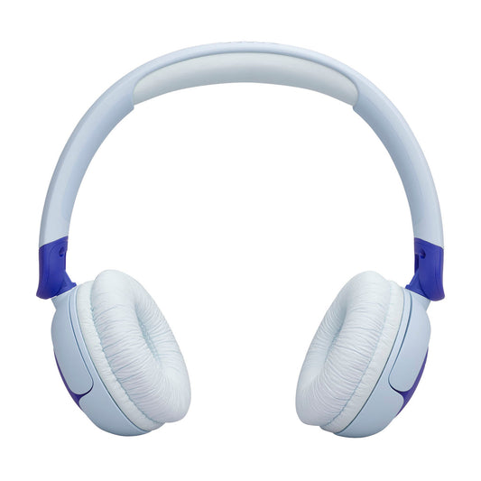 Audífonos JBL inalámbricos para niños en color azul claro con almohadillas cómodas y diseño ajustable