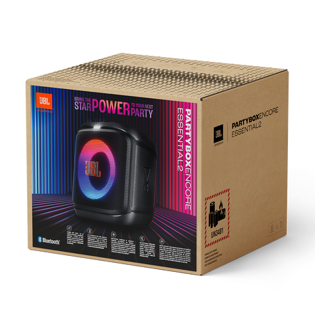Caja del parlante JBL Encore Essential 2 con diseño atractivo y características destacadas