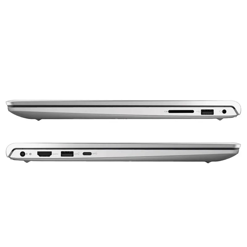 Laptop Lenovo plateada vista lateral, ideal para trabajo y entretenimiento