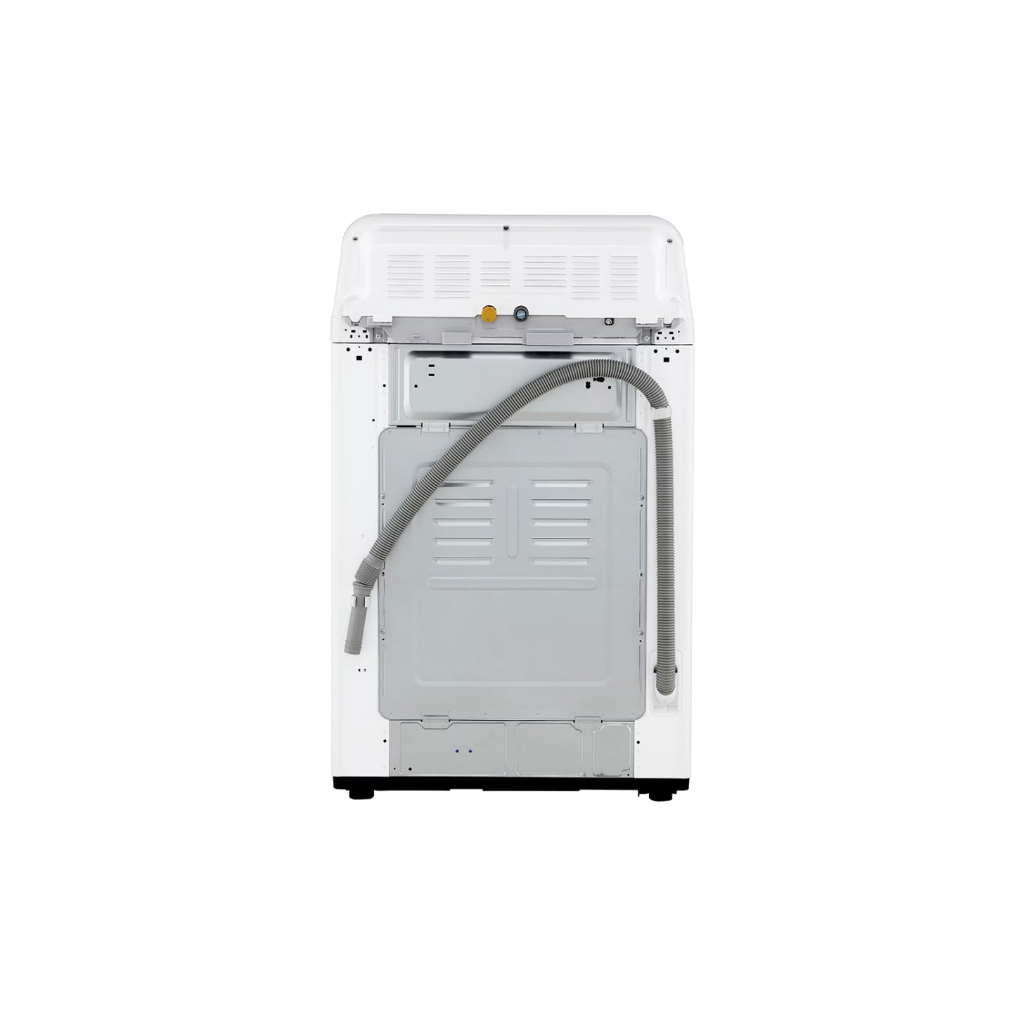 Vista trasera de la lavadora LG 21kg inteligente con manguera de desagüe