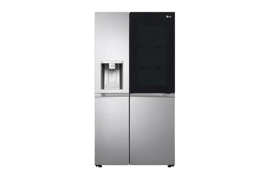 Refrigeradora LG InstaView puerta a puerta de acero inoxidable con dispensador de agua y diseño moderno