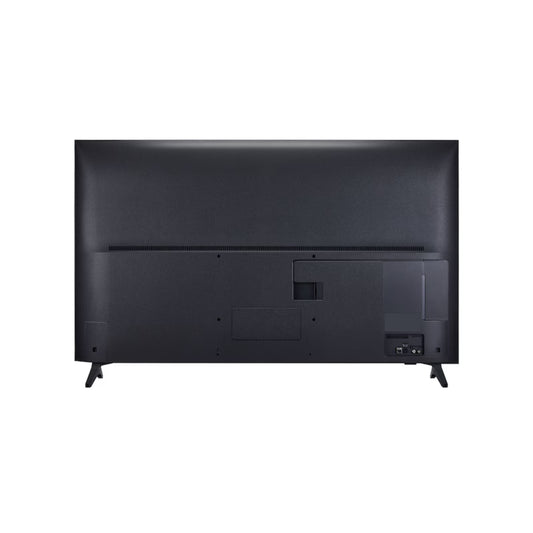Televisor LG 65 pulgadas, vista trasera con conexiones y soporte