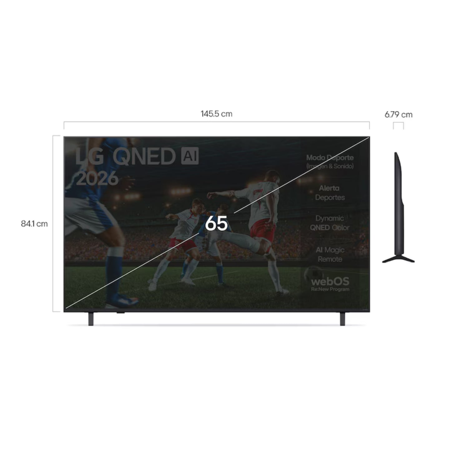 televisor lg 65 pulgadas frontal, pantalla QNED, hogar moderno