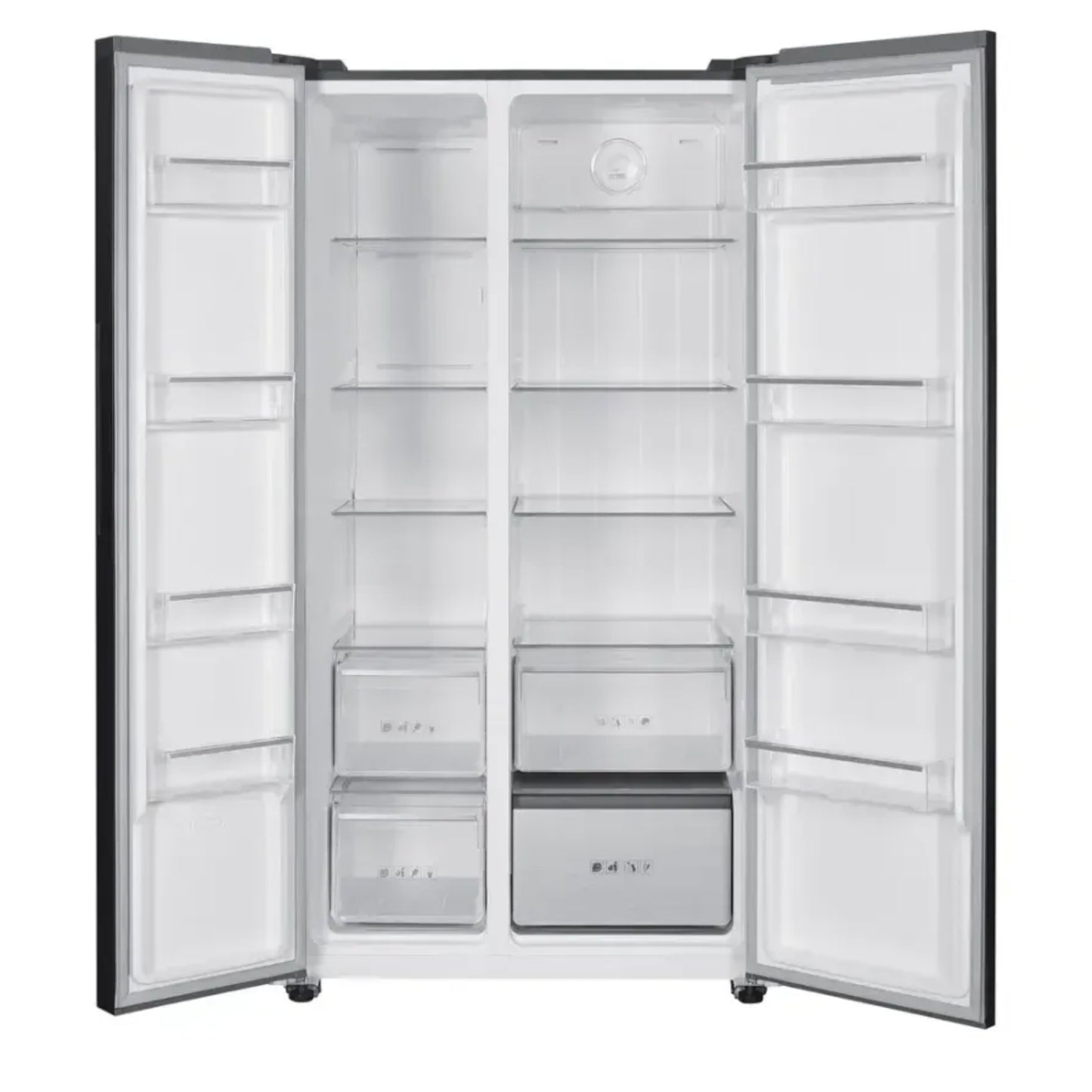 refrigerador MABE blanco, vista frontal, diseño espacioso y funcional
