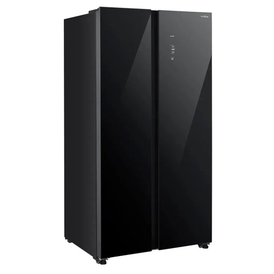 refrigerador negro MABE, vista frontal, moderno y elegante