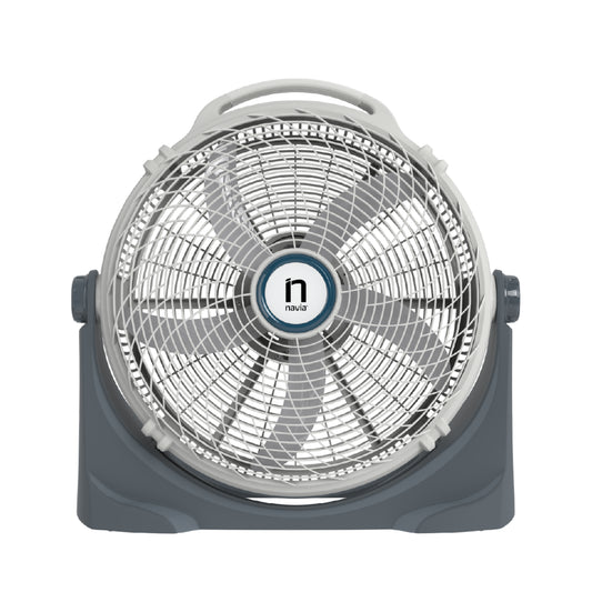 Ventilador NAVIA color gris, vista frontal, ideal para mantener frescura en espacios cerrados
