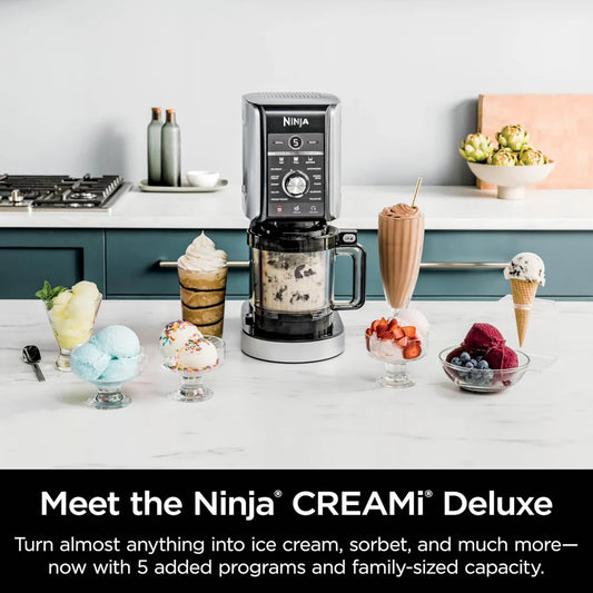 Máquina de helados Ninja Creami Honduras con varios sabores de helado y batidos en la cocina