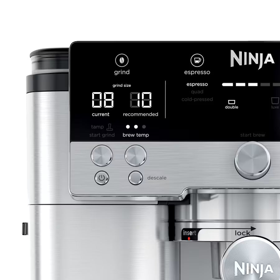 Máquina de café espresso Ninja Luxe con pantalla digital y opciones de molienda personalizadas