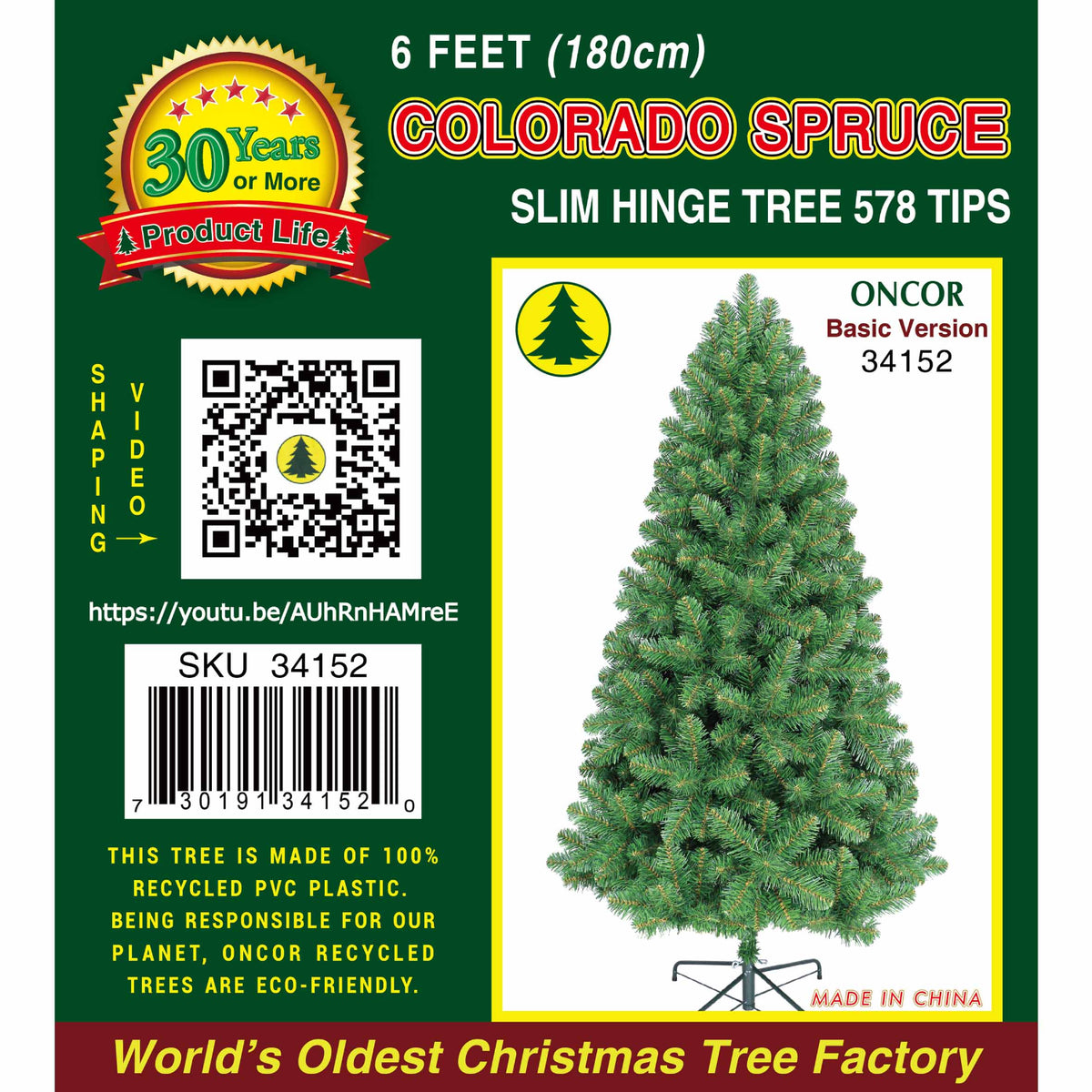 arbol pino esbelto Colorado 6 pies con 578 puntas, decoración navideña