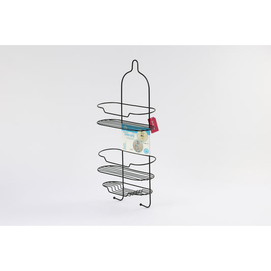 organizador negro de metal, vista lateral, ideal para cocina
