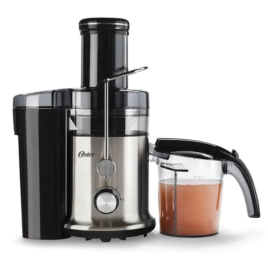Extractor de jugos Oster 2 velocidades en acero inoxidable con recipiente para jugo incluido