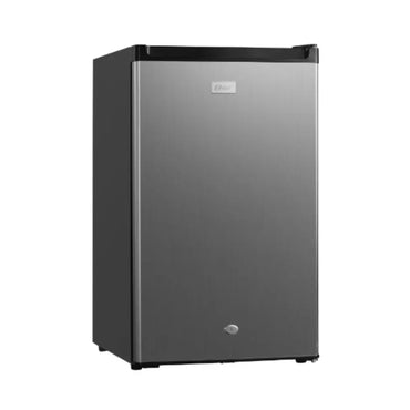 nevera mini OSTER gris, vista frontal, ideal para espacios pequeños