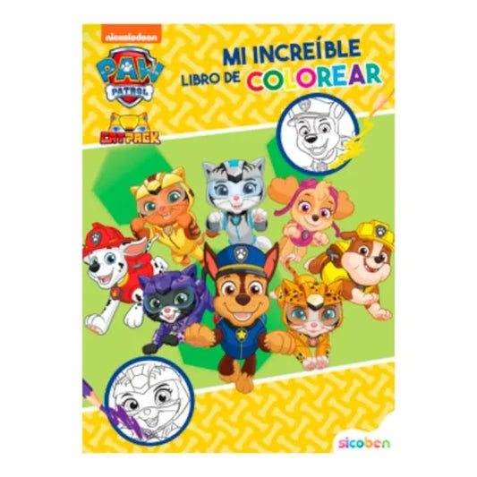 Libro de colorear Paw Patrol, frontales de personajes coloridos, actividades creativas