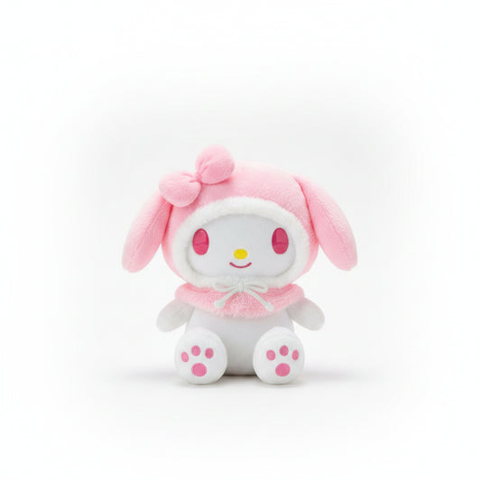Peluche My Melody rosa frente con gorro y detalles adorables