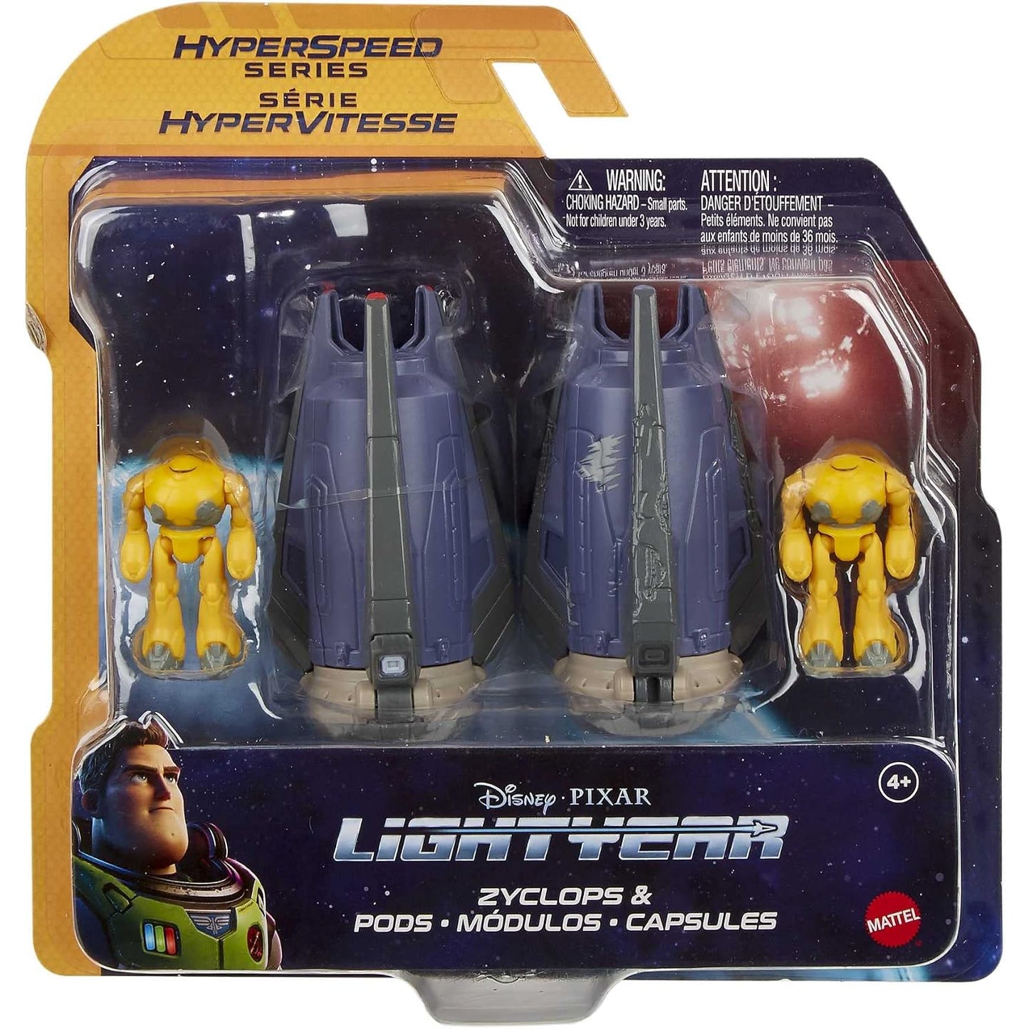 Cíclope amarillo y cápsulas de Buzz Lightyear, figura de acción de Mattel