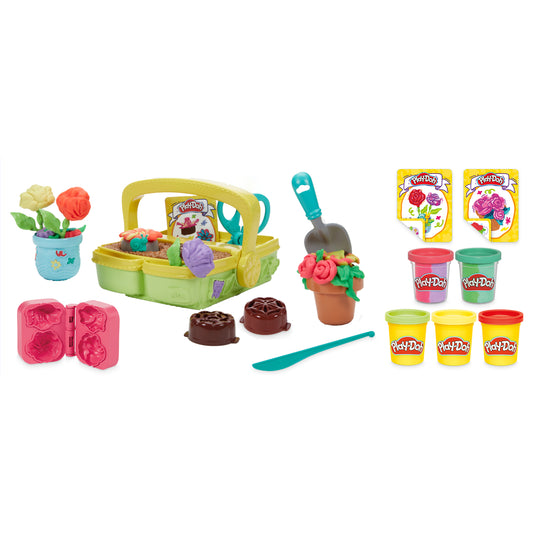 Juego de Play Doh con macetas coloridas y herramientas para crear flores