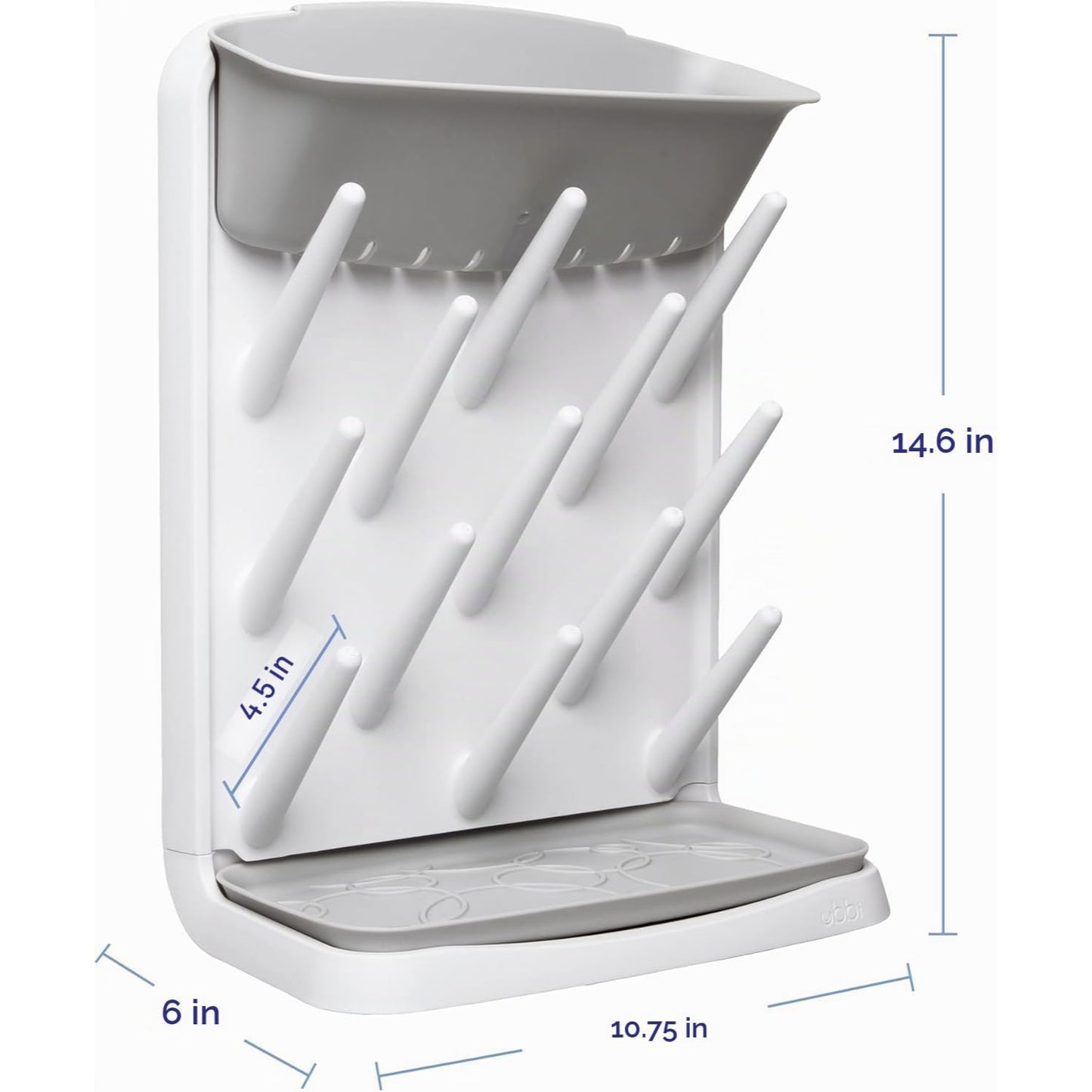 Organizador de utensilios de cocina blanco, vista frontal con soporte para 10 elementos