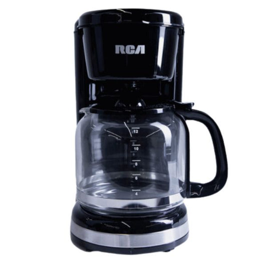Cafetera RCA 12 tazas con jarra de vidrio y diseño moderno para preparar café fácil y rápido