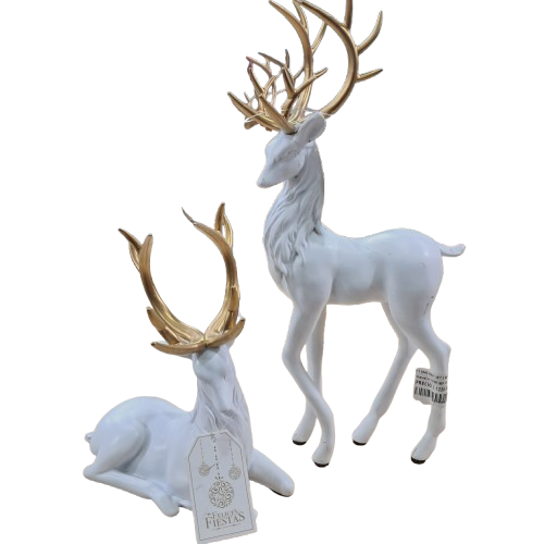 NAV. SET OF 2 WHITE REINDEER 20/30CM