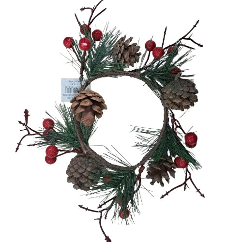 NAV. WREATH WITH CHERRY BLOSSOM AND PINE CONES 25X10CM