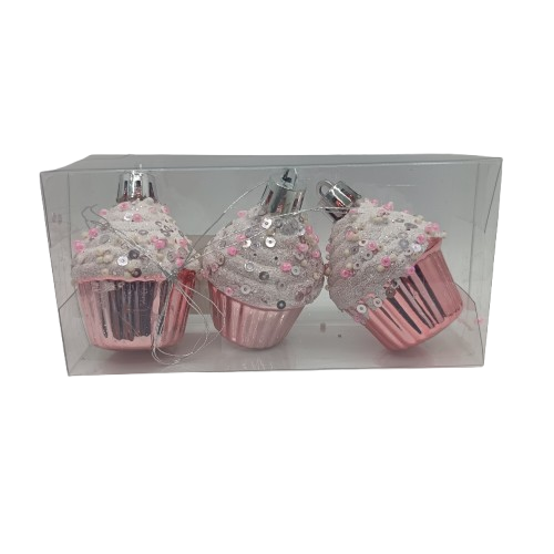 NAV. SET 3 COLGANTE ROSADO CUPCAKE