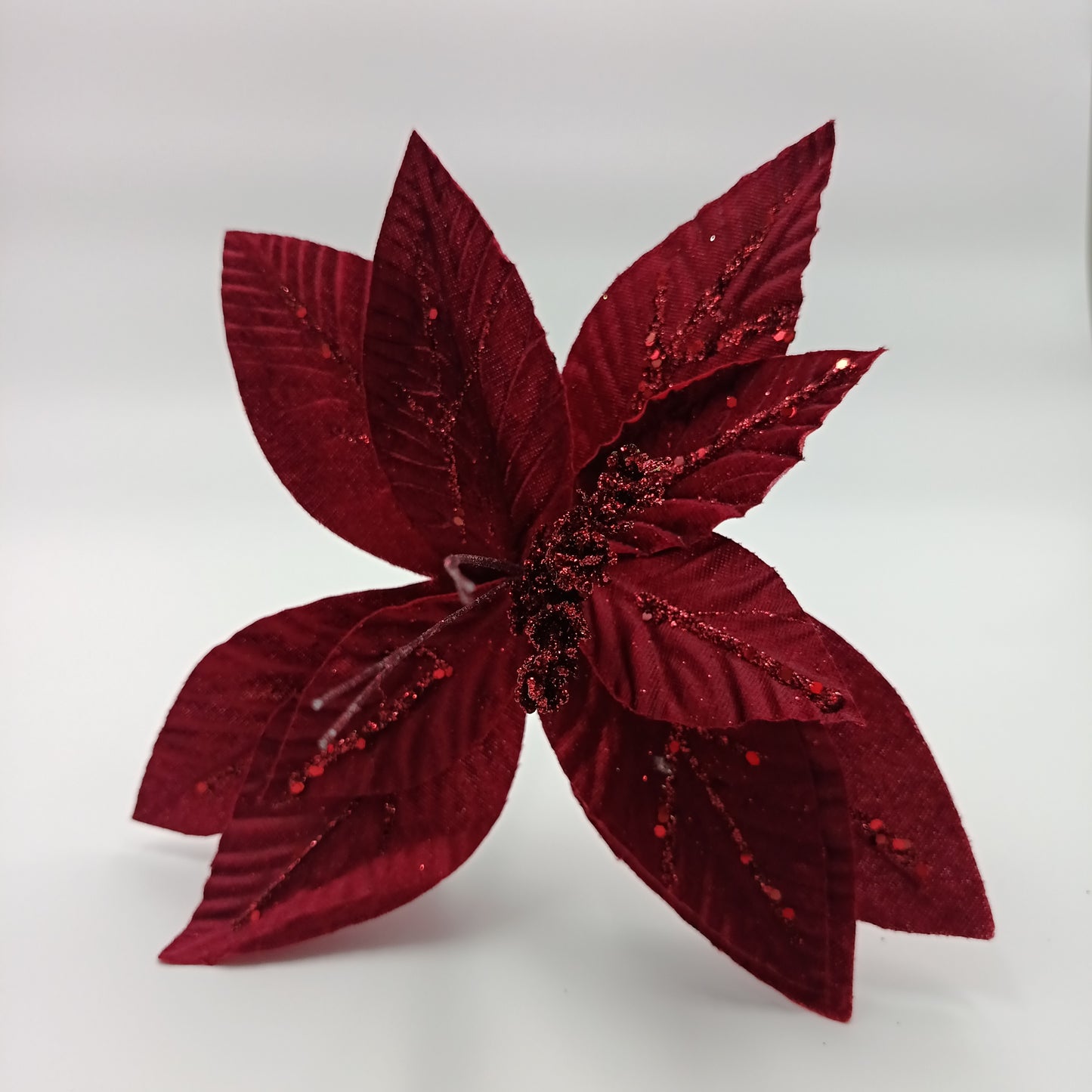 FLOR DE PASCUA ROJA ESCARCHA 25CM