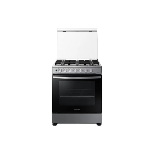 Estufa a gas 6 quemadores Samsung en acero inoxidable con horno y cubierta de cristal