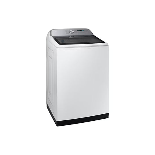 Lavadora digital inverter 26kg Samsung blanca con tapa negra y panel de control superior