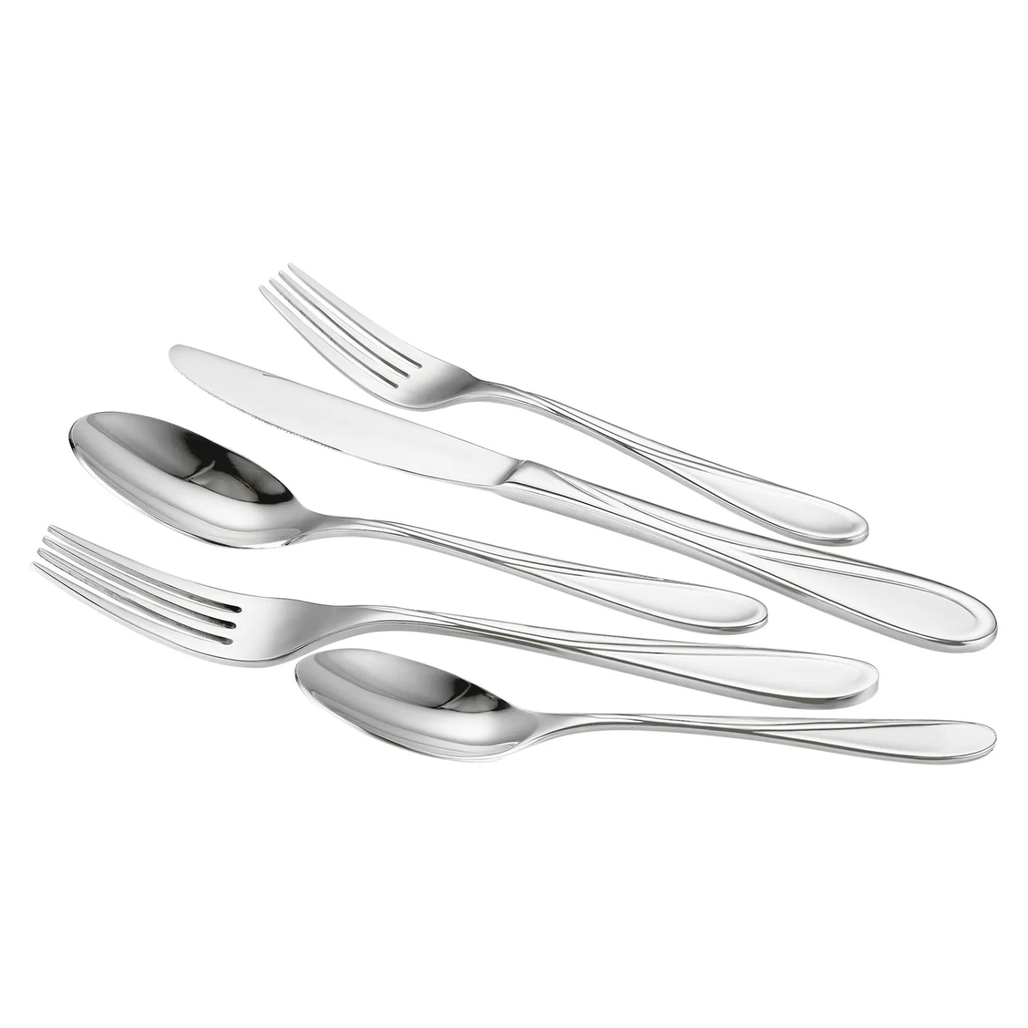 Juego de cubiertos de acero inoxidable con cuchara, tenedor y cuchillo