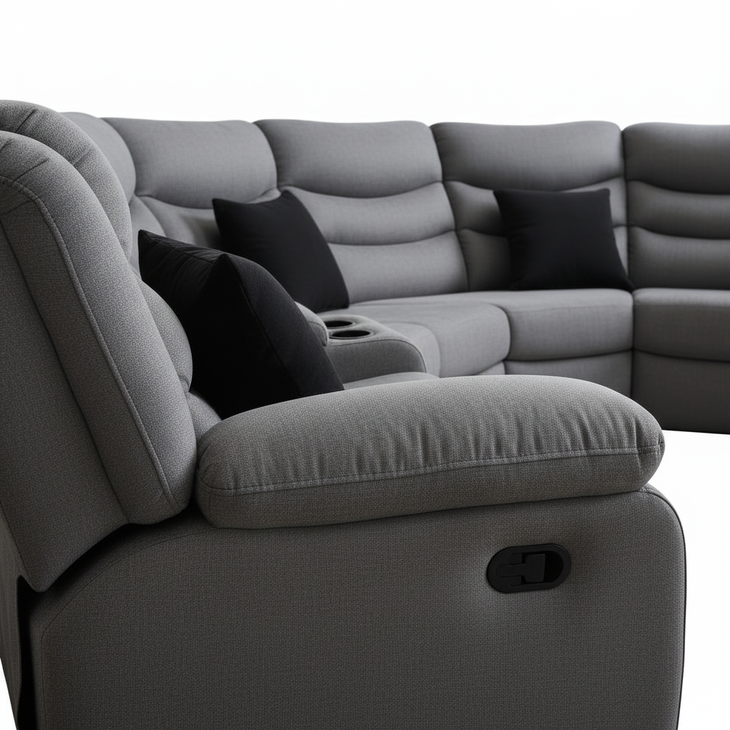 MUEBLES PRIMIUN Seccional Reclinable Gris Plata