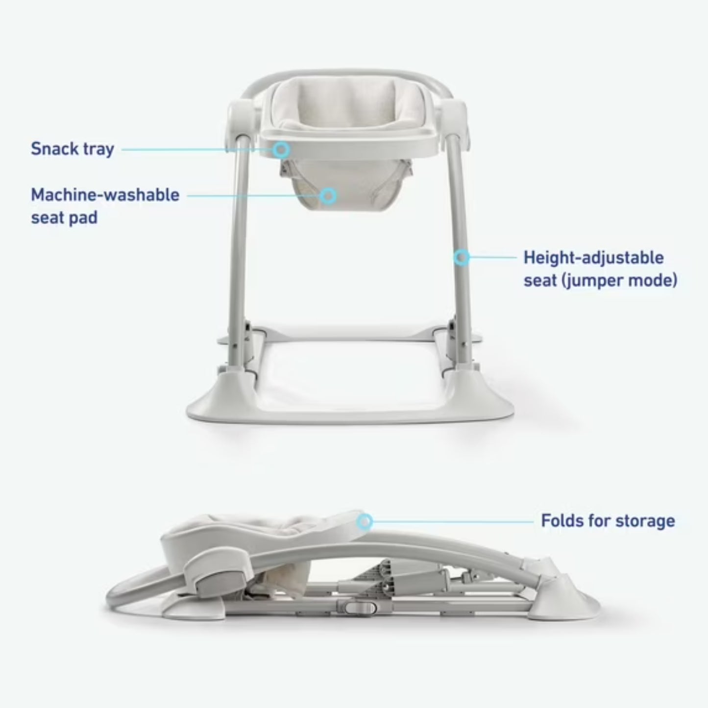 Silla alta Graco blanca con bandeja, asiento lavable y modo ajustable