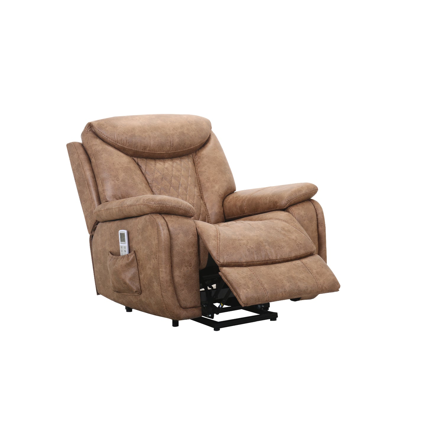 Sillón reclinable eléctrico con masaje en color marrón con control remoto y reposabrazos acolchados