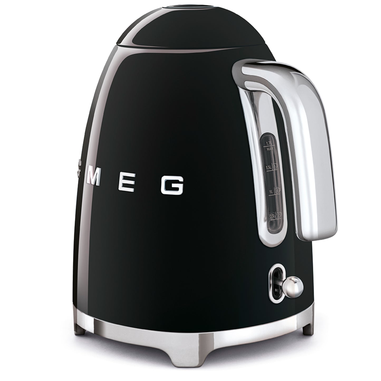 Hervidor SMEG negro lateral, diseño vintage en cocina moderna
